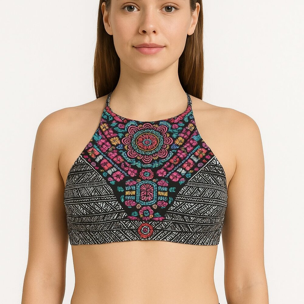 Eidon Amina Adelina Bikini Swim Top High Neck Sz S